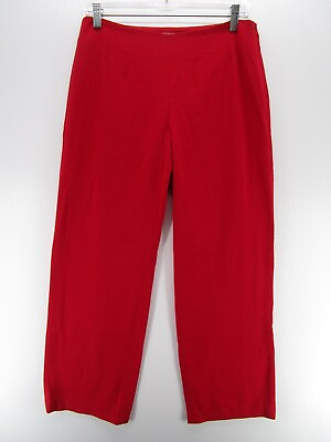 #ad J Jill Pants Women 4 Red Wide Leg Stretch Mid Rise Relaxed Career Preppy $8.10