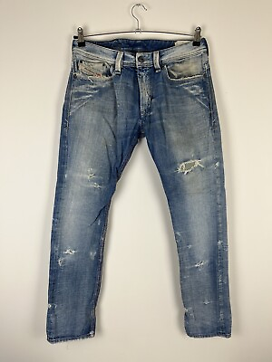 #ad Men’s Diesel Thanaz Blue Distressed Jeans W32 L32 Diesel Sample Embroidered GBP 24.99