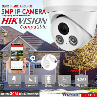 #ad Hikvision Compatible 5MP 8MP Turret MIC IR POE IP Camera Outdoor IP67 H.265 US $56.90