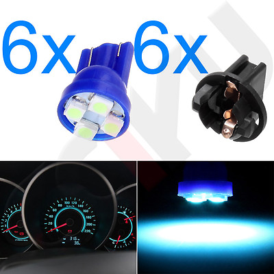 #ad 6X PC194 Sockets Ice Blue T10 LED Bulbs Instrument Gauge Dash Light for Honda $7.57