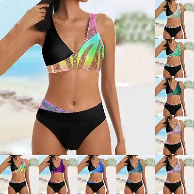 #ad Women#x27;s Summer Fashion Print Two Piece Swimsuit Sexy Bikini Swimsuit ZF $16.64