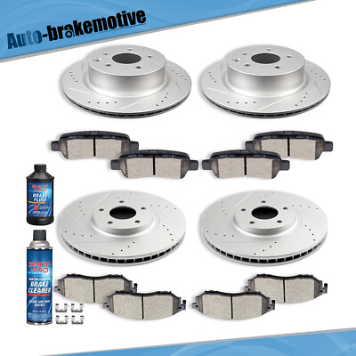 #ad FRONT AND REAR DRILLED SLOTTED BRAKE ROTORS AND CERAMIC PADS FOR INFINITI NISSAN $167.99