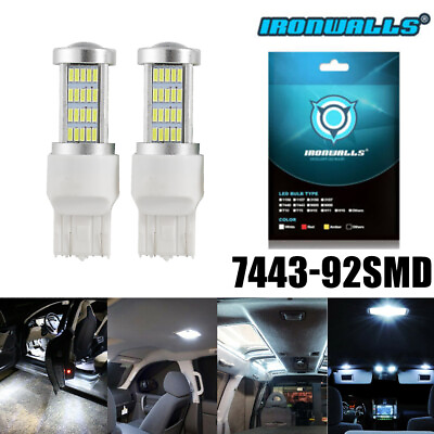 #ad 2PCS 7443 7440 7444 LED Brake Stop Tail Light Parking Bulb Fog Lights 92SMD $8.50
