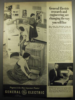 #ad 1955 General Electric Appliances Advertisement research and engineering $19.99
