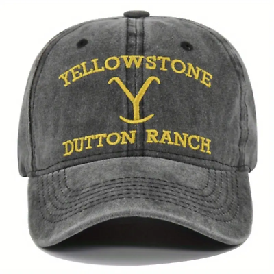 #ad YELLOWSTONE Dutton Ranch Hat Cap Gray Black Washed Adjustable NEW $13.95
