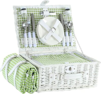 #ad Picnic Basket Set for 4 with Waterproof Picnic Blanket and Insulated Cooler $55.80