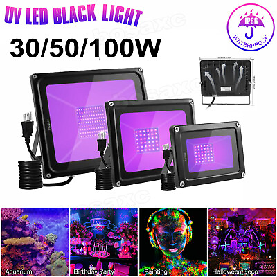 #ad UV LED Black Light Floodlight 30W 50W 100W Christmas Party DJ Dance Glow Light $15.99