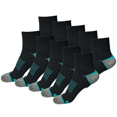 #ad 10 Pair Mens Mid Cut Ankle Quarter Athletic Casual Sport Cotton Socks Size 6 12 $21.99
