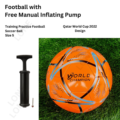 #ad #ad New Training Football Soccer Ball Red Size 5 FIFA World Cup 2022 Free Air Pump $38.92
