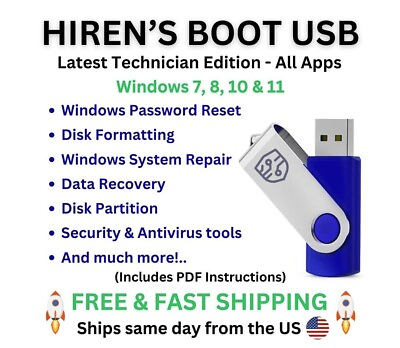 #ad NEW Hiren#x27;s 2024 Boot USB PC Password Reset Disk Recovery Utilities amp;More $11.85