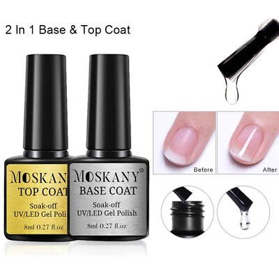 #ad MOSKANY 8ML Top Coat Base Coat semi permanent UV Gel Nail Polish Art Manicure $4.69