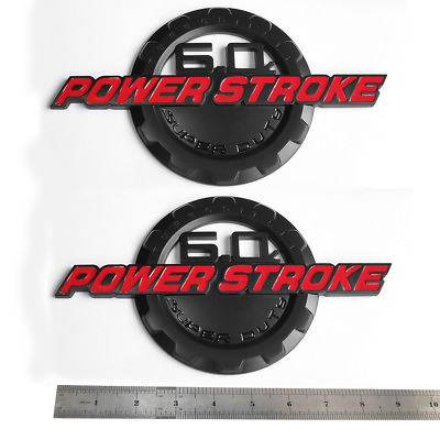 #ad 2x OEM Black 6.0L Powerstroke Emblem POWER STROKE SUPER DUTY Badge fits F250 RED $33.46