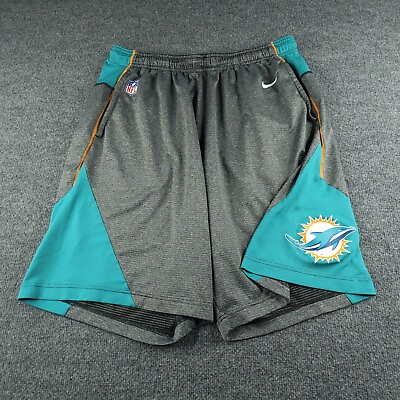 #ad Nike Shorts Mens 2XL Gray NFL Miami Dolphins Onfield Apparel Elastic Waist $27.91
