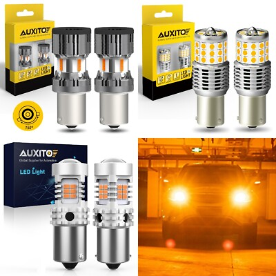 #ad Auxito Amber BAU15S LED Super Bright Turn Signal No Hyperflash Bulb CANBUS Light $21.99