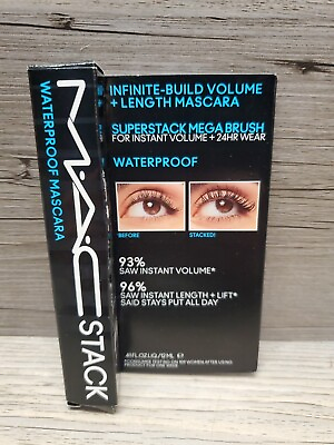 #ad MAC M.A.C. Stack Mega Brush Waterproof Mascara BLACK 41. FLOZ 12ML New $19.00