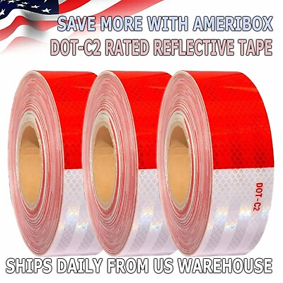 #ad Conspicuity Tape DOT C2 Approved Reflective Trailer Red White 2”x50’ 1 Roll $6.95