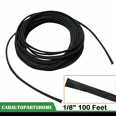 #ad 1 8quot; 100 Feet Expandable Wire Sleeving Cable Sheathing Braided Loom Tubing Black $7.61