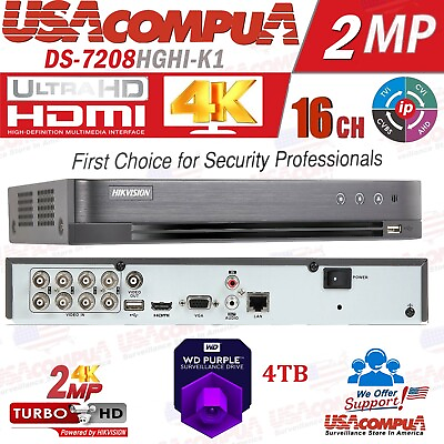 #ad HIKVISION 8 CH DVR DS 7208HGHI K1 2 IP CH TVI AHD IP 1080P H264 4TB Hard Disk $239.99