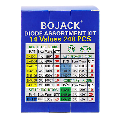 #ad 14 Value 240 pcs Diode Assortment Kit Contain Rectifier Fast New $15.37