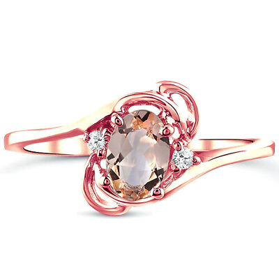 #ad Radiant Rose: Diamond and Morganite gemstone ring for young ladies in 14k gold $259.00