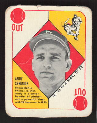 #ad 1951 TOPPS RED BACKS ANDY SEMINICK 45 FAIR BASEBALL PHILADELPHIA PHILLIES $8.00