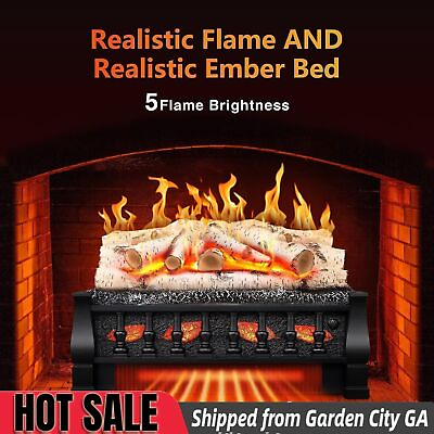 #ad 21 INCH 1500W Electric Fireplace Log Set Heater Whitish logs from GA 31408 $110.99