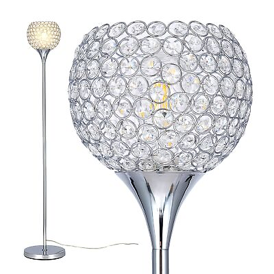 #ad DFL Spherical Crystal Floor Lamp 7.9 inch Shade 1 Light Modern Chrome Finish... $85.32