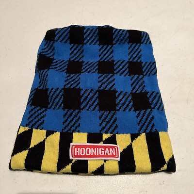 #ad Hoonigan Checkered Beanie Blue Black Yellow Colorful Double Sided 199 Pastrana $19.99