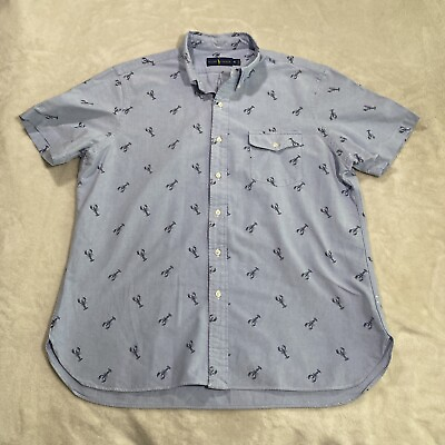 #ad Polo Ralph Lauren Shirt Mens Large Blue Lobster Print Button Down Short Sleeve $23.21