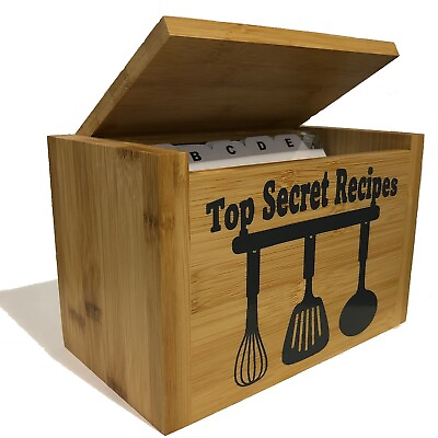 #ad Top Secret Recipes Bamboo Wood Recipe Cards Storage by Lipper International $19.00