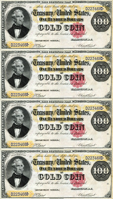 #ad $100 $100 $100 $100 Gold Certificate Note Gold Coin 1882 Currency Sheet REPRO $14.99