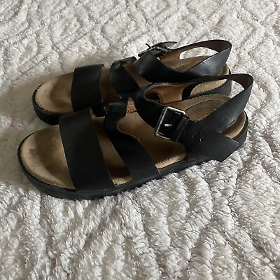 #ad Madewell The Addie Sandal Womens 6.5 Black Strappy Leather ND 956 Strap Shoe $19.88