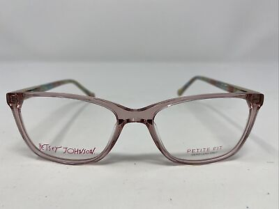 #ad Betsey Johnson Crystal Clear PNK 50 16 130 Pink Full Rim Eyeglasses Frame U673 $85.00