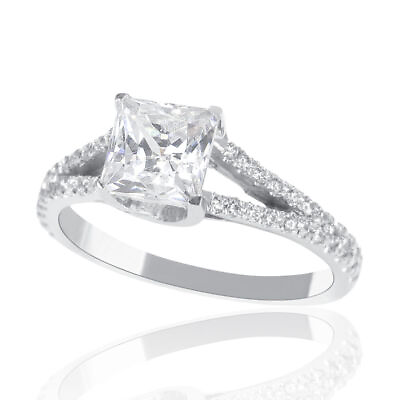 #ad 0.80 CT H VS2 Ladies Princess Cut Diamond Engagement Ring 14K White Gold $826.20
