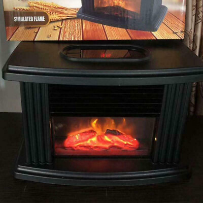 #ad Small Air Heater Electric Fireplace Space Heater Log 3D Flame Stove Lightweight $46.96