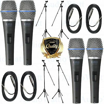 #ad 4x EMlC800 Light Aluminum Voice Unidirectional Dynamic Microphone 4x Mic Stand $144.99