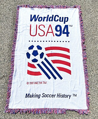 #ad Vintage FIFA World Cup Soccer 1994 United States USA Retro 90s Throw Blanket $61.48