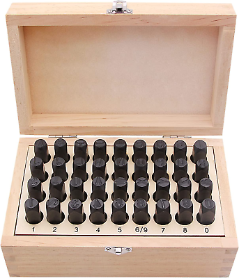 #ad 5 16 Inch 8Mm Letter and Number Stamp Set 36 Piece Carbon Steel Metal $58.99