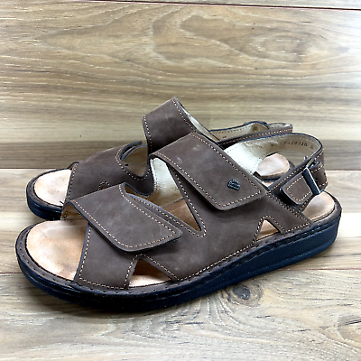 #ad Finn Comfort Mens Sandals 10 10.5 EU 44 Toro Brown Nubuck Leather Adjustable $79.88