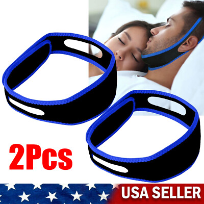 #ad 2X Anti Snore Snoring Chin Strap Device Cpap Chin Strap Adjustable Snore Stopper $7.99