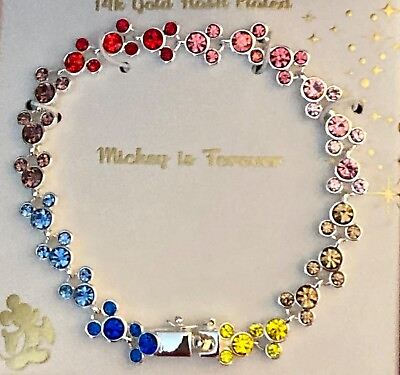 #ad New Disney Crystal and Fine Silver Micky Mouse Bracelet $50.00
