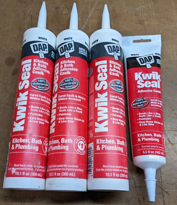 #ad 4 Dap Kwik Seal 10.1oz amp; 5.5oz White Kitchen amp; Bath Adhesive Caulk $14.99