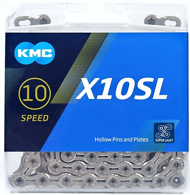 #ad KMC X10SL Silver 10 Speed Super Light MTB Road Bike Chain 116L fit Shimano SRAM $37.65