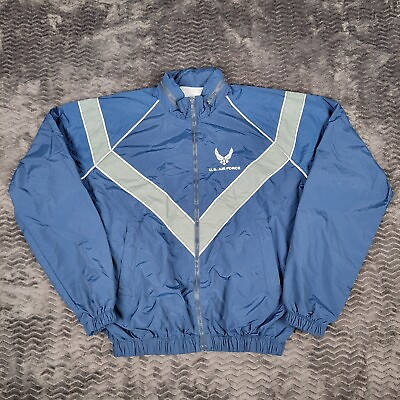 #ad US Air Force PTU Windbreaker Jacket Mens Small Long Blue Reflective Vintage $22.41