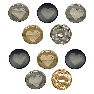 #ad Pixel Digital Filled Heart Gaming Life 0.6quot; 15mm Round Metal Buttons Set of 10 $9.99