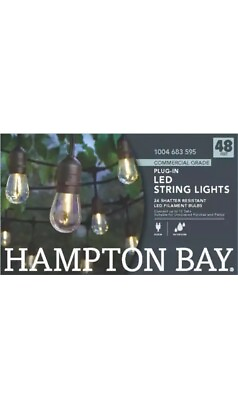 #ad #ad Hampton Bay 24 Light Indoor Outdoor 48 ft. String Light Single Filament LED Bulb $34.99