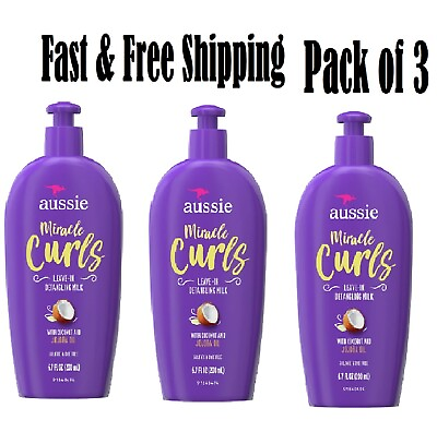 #ad Aussie Miracle Curls Leave In Detangling Milk Paraben Free 6.7 Oz 3Pk $22.10