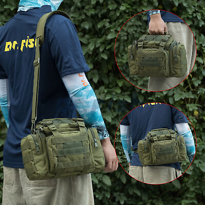 #ad Fishing Tackle Bag Waist Shoulder Tactical Pack 900D Green Water Resistant $29.99