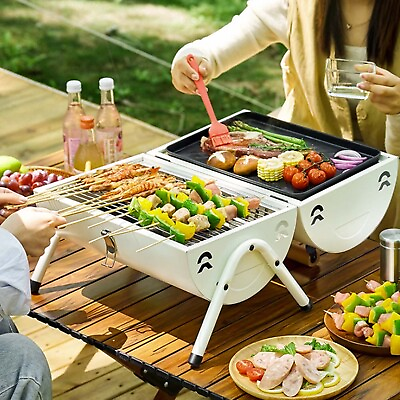 #ad NEW Portable charcoal barbecue outdoor cooking small folding tabletop camping US $35.12