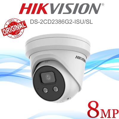 #ad Hikvision IP IR 8MP Camera POE H.265 Turret W Audio 2.8mm Strobe Light Security $173.85